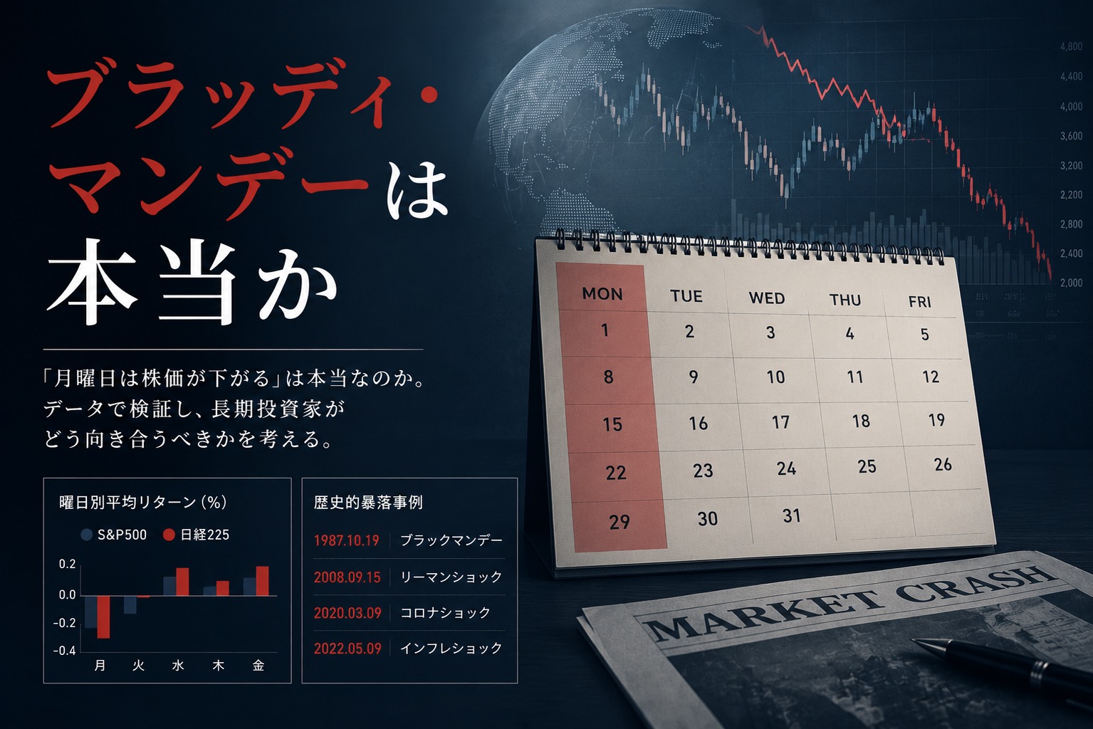 ブラッディ・マンデーは本当か——曜日別リターンのデータで「月曜暴落」を検証する